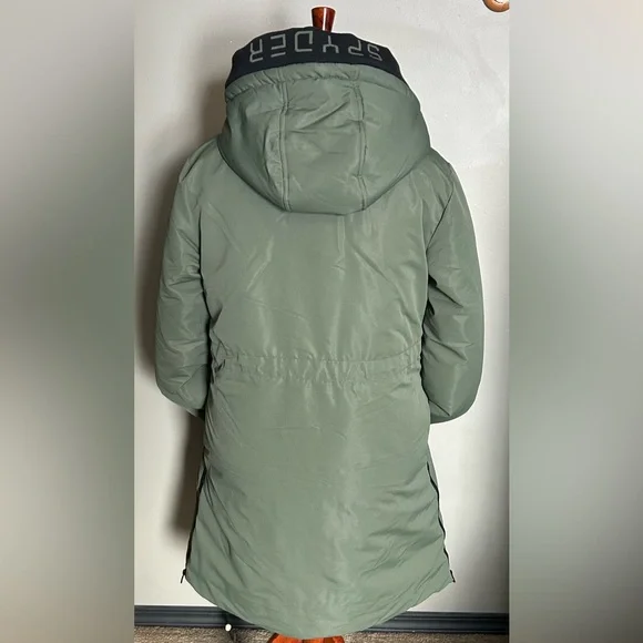 Spyder Women's Olive Hooded Puffer Coat - Picture 7 of 16